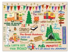 ABBEY GIFT HAPPY CAMPERS GLASS CUTTING BOARD 57831