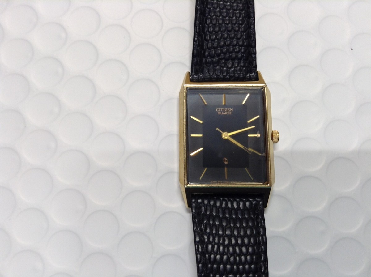 Vtg Gold Tone Men's 25x30mm Citizen Watch 6031-k02627 Black