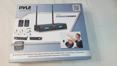 Pyle PDWM3365 2 Channel UHF Wireless Microphone System 2 Lavalier 2 Headsets