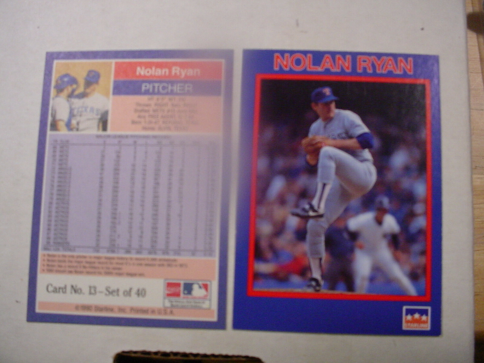 1990 #  13 Nolan Ryan Starline Rangers