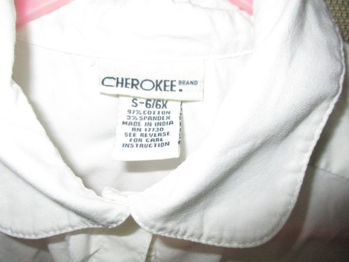 Child Girls White Cotton Blouse CHEROKEE 6-6x Victorian - Picture 5 of 5