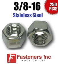 (Qty 250) 3/8-16 Stainless Steel Finished Hex Nuts 304 / 18-8 3/8"-16