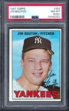 1967 Topps # 393 Jim Bouton Yankees NM MT PSA 8 OC