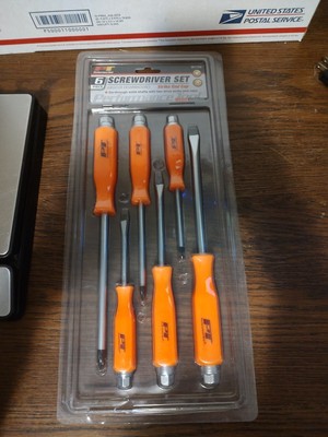 Performance Tool W1729 6 PC. STRIKE CAP SCREWDRIVER SET PHILIPS /SLOTTED HI-VIZ
