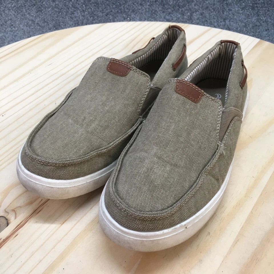 Magellan Shoes Youth 4 Casual Slip On Loafer 162203 Brown Canvas Moc Toe Comfort - Image 3 of 4