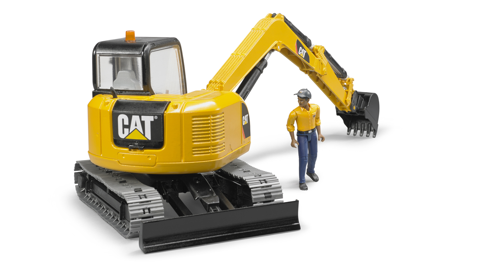 cat mini excavator with worker