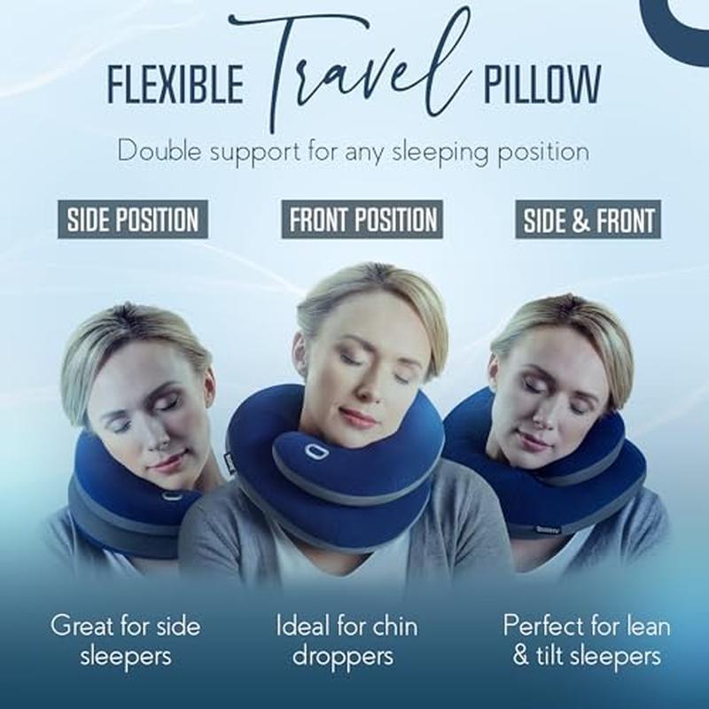 Ergonomic Travel Pillow with Double Support for Neck and Chin Easy to Clean