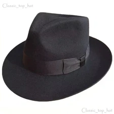 Black Felt Israel Jewish Hat Wool Hasidic Jews Wide Brim Fedora Cap