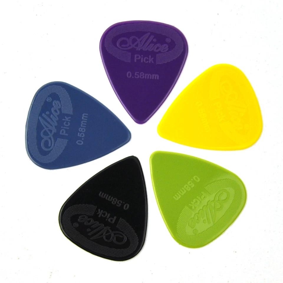 Lote de 100 selecciones de guitarra Alice de 0,58 mm antideslizantes de nailon púas colores mezclados Foto 2 de 3