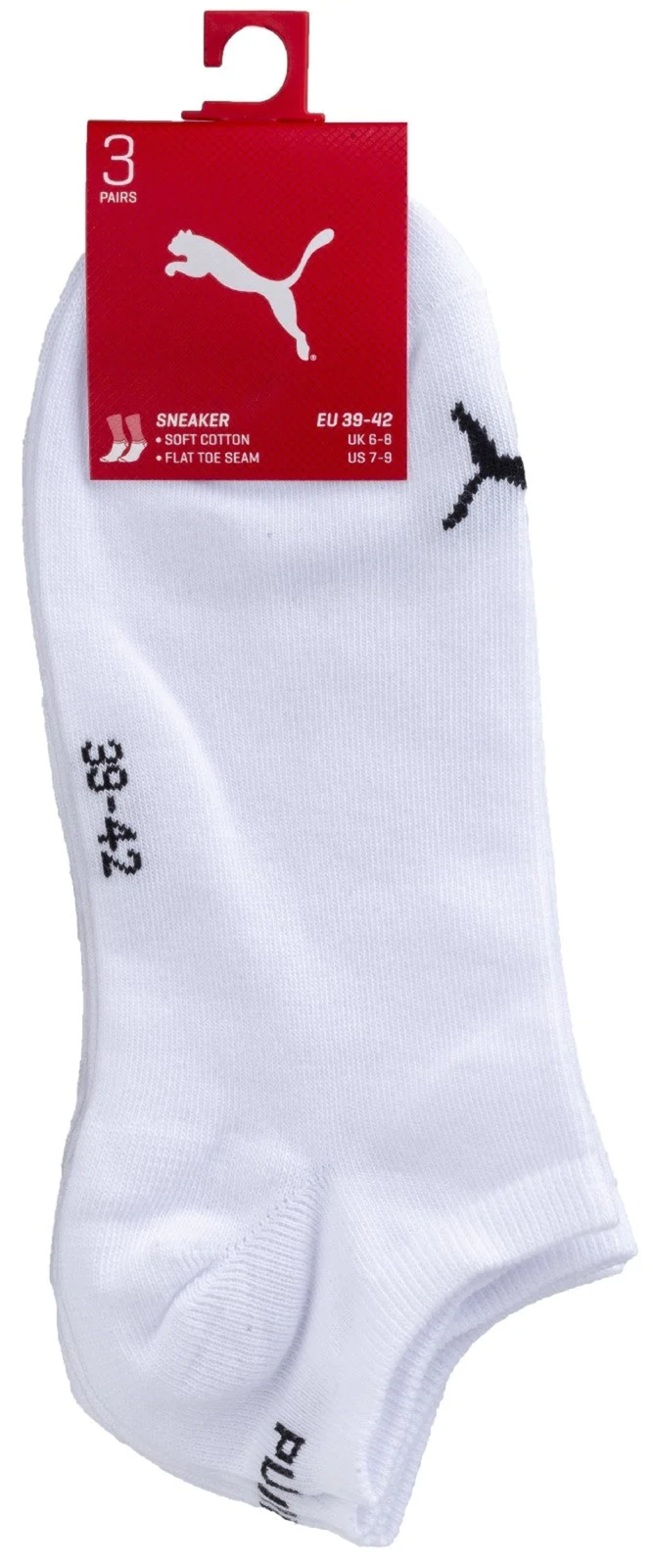 Puma Sneaker Socks 3 Pair Pack Ankle Liner Invisible Trainer Sock Size