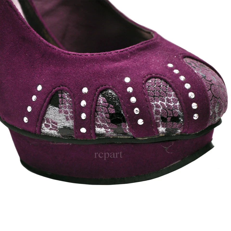 New women's shoes snake print suede like stilettos pumps casual party purple - Image 2 of 4