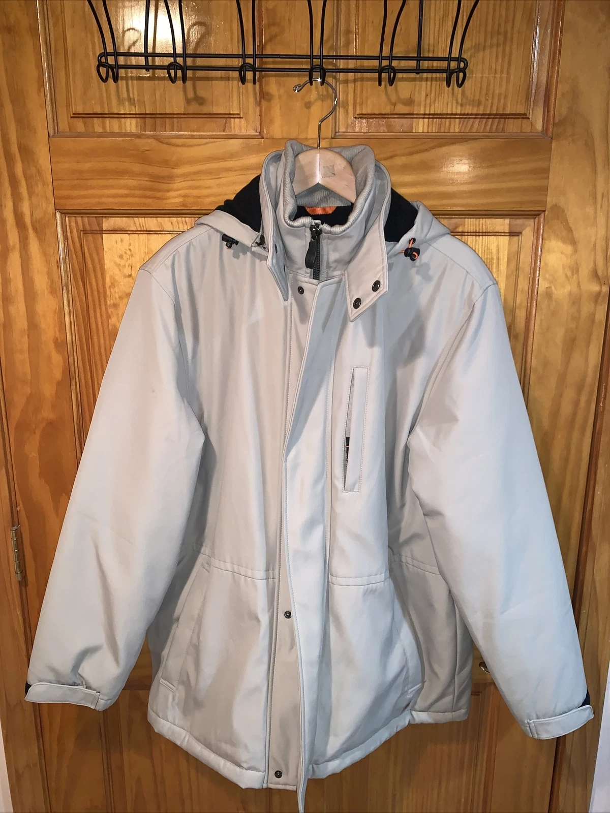Weatherproof Thermal Polyester Insulated Jacket Beige Tan Men’s Sz Large Hooded