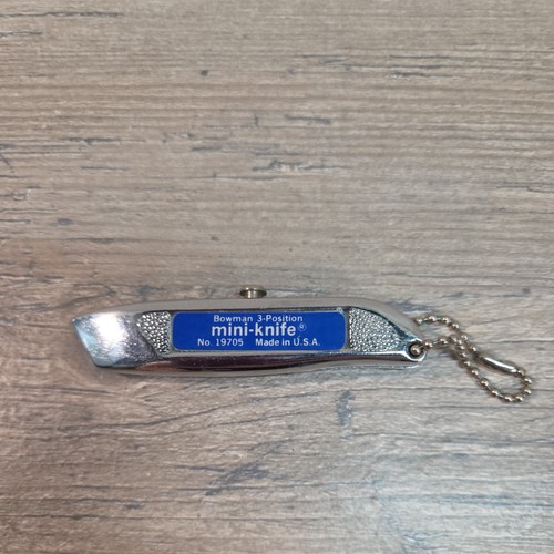 Vtg Bowman 3 position Mini Pocket Utility Knife Box Cutter Key Chain USA 3"