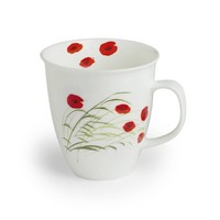 Tealogic Caprice Becher 0,4 L - Fine Bone China Porzellan - Mohnblumen