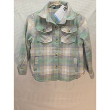 Member's Mark Girls Shacket Jacket Size S 6-6X Green Plaid 6701