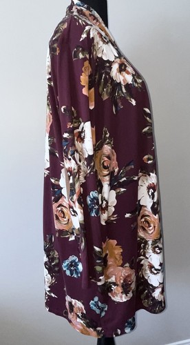Reborn Strickjacke Damen 2XL Multi Blumen vorne offen 3/4 Arm mit Ellenbogenaufnäher - Bild 4 von 12