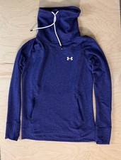 Under Armour Sweatshirt Womens Small Blue Loose Fit Slouchy Funnel Neck Pullover