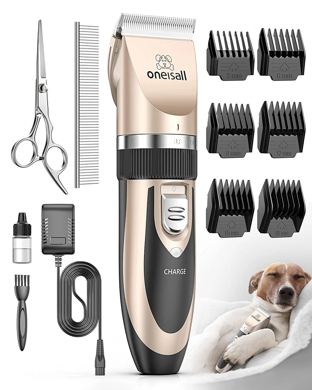 oneisall Dog Clippers Low Noise,Dog Grooming Clippers, Cordless Pet Grooming Kit