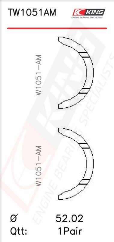 KING TW1051AM Crankshaft Thrust Washer Set Fits Hyundai i10 MK1 i20 MK1 MK2 Kia