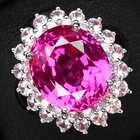 Elegant Magenta Pink Tourmaline Oval 8.20Ct 925 Sterling Silver White Gold Rings