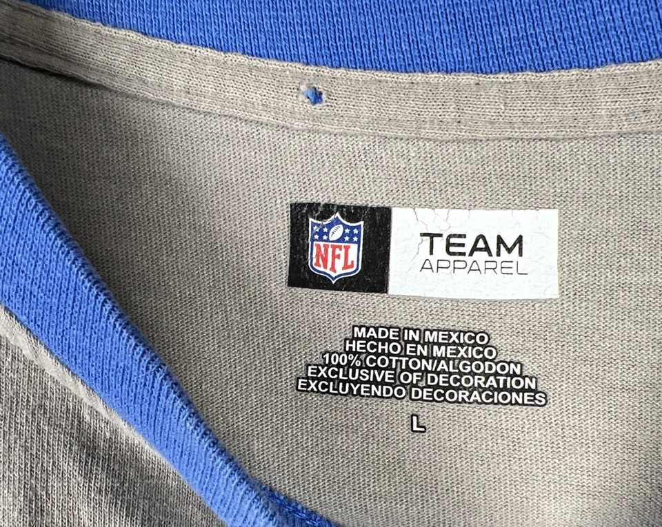 Detroit Lions NFL Team Apparel T-shirt Gray, Hawaiian Blue Trim Men's M Vintage - Image 3 of 4