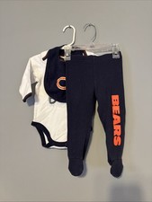 Baby Chicago Bears Outfit With Matching Bib and Hat, Size 6-9 Months