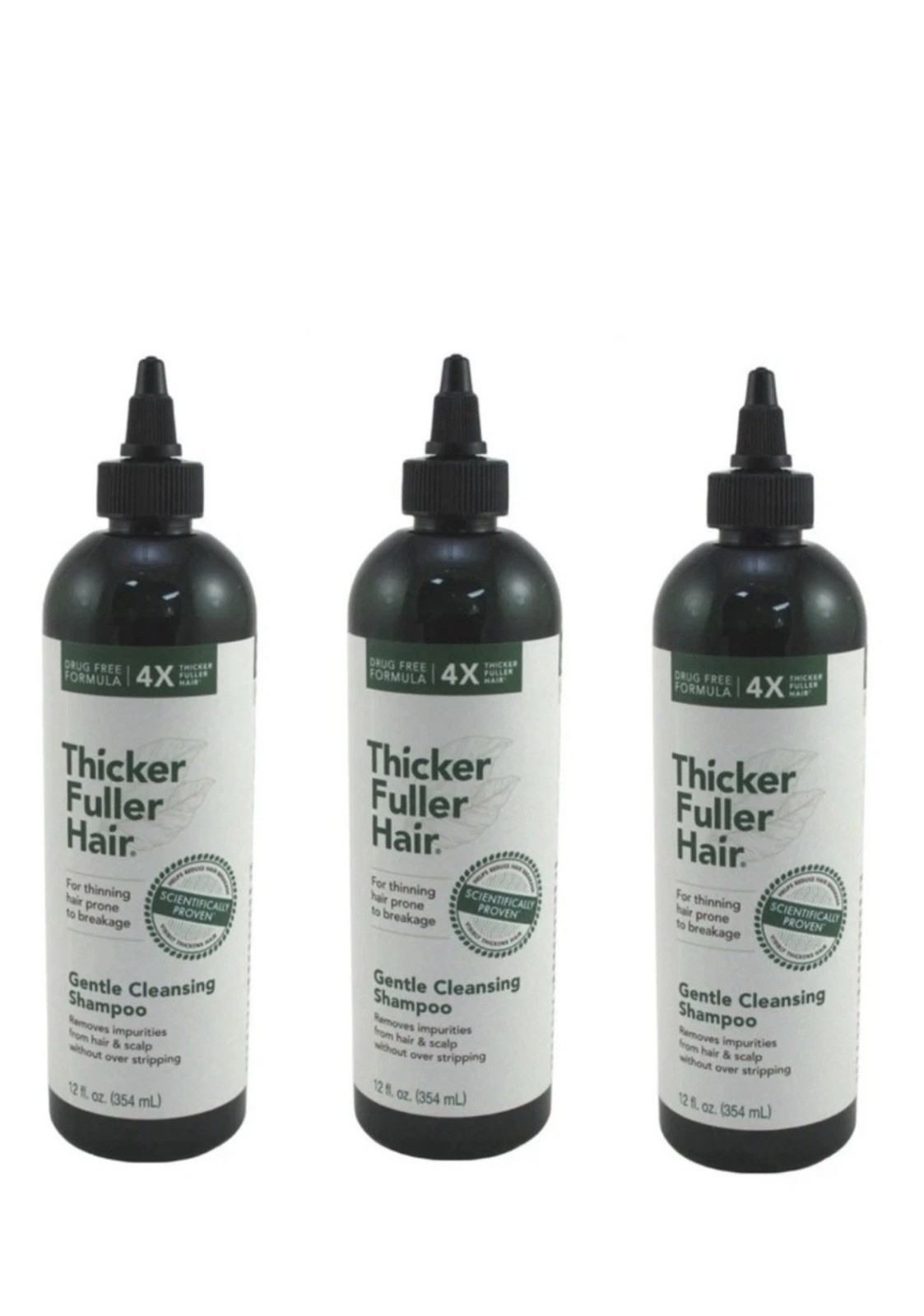 BL Thicker Fuller Hair Shampoo Gentle Cleansing 12oz X 3 Packs