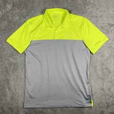 Nike Golf Polo Shirt Mens Medium Yellow Dri-FIT Colorblock Swoosh 725527-702