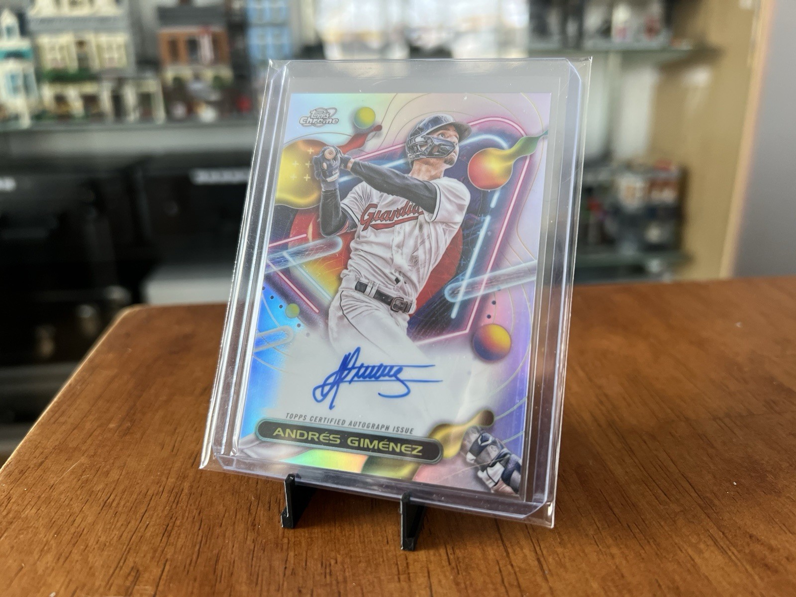 Andres Gimenez On Card Auto 2023 Topps Cosmic Chrome #CCA-AG Blue Jays Guardians