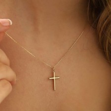 Turandoss 14K Gold Plated Dainty Tiny Cross Pendant Necklace for Women Faith NIB
