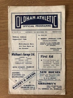 Oldham Athletic v Barnsley 18th December 1954 Third Division (North)