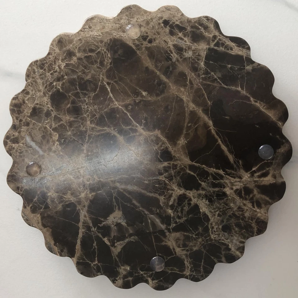 Marble Tray Round Scalloped Tray Small Serving Platter for Counter, Bathroom,... - Image 3 of 4