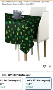 NEW - ST PATRICKS DAY PADDYS CLOTH TABLECLOTH 106” X 60”  Shamrocks !!