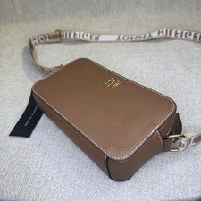 Tommy Hilfiger Women s Brown Pebbled Faux Leather Camera Crossbody Bag