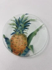 Vintage Fireglass 2000 Fused Pineapple Art Plate Signed 11”