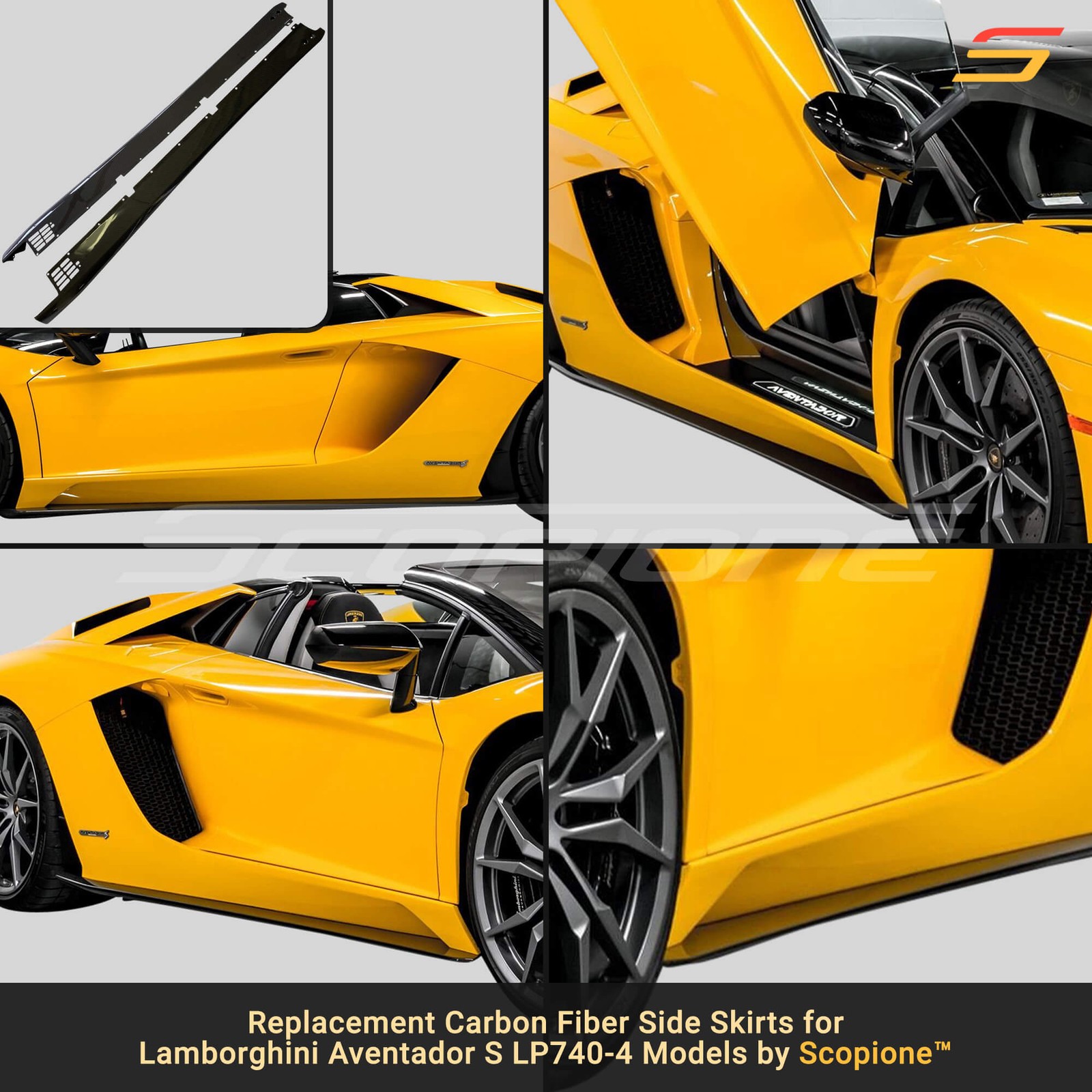Scopione Carbon Widened Side Skirts for Lamborghini 18-21 Aventador S LP740-4