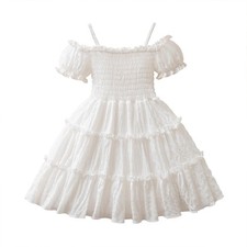 HNXDYY Girl Off Shoulder Ruffle A-Line Party Casual Holiday Formal Princess D...