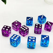 10pcs Total, 5 Sky Blue and 5 Purple 16mm D6 Square Edge Dice per Lot  