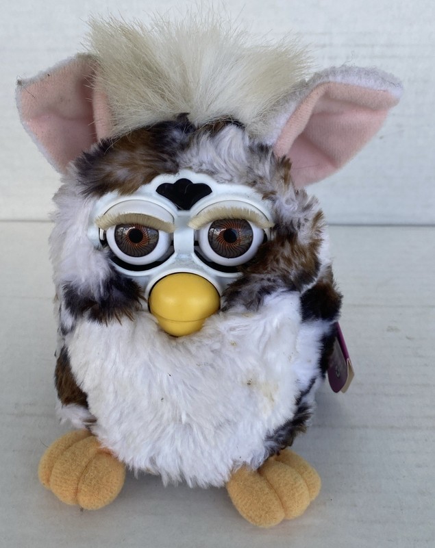 Vintage Furby 1998 Gray & Pink Snow Leopard Tiger Electronic Toy Collectible