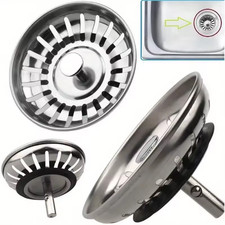 2x Stainless Steel Replacement Kitchen Sink Drain Strainer Drainer Waste Plug.