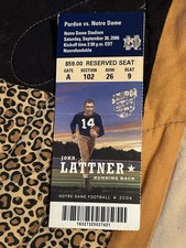 PURDUE VS NOTRE DAME NCAA FOOTBALL TICKET SEPTEMBER 30 2006 NOTRE DAME STADIUM