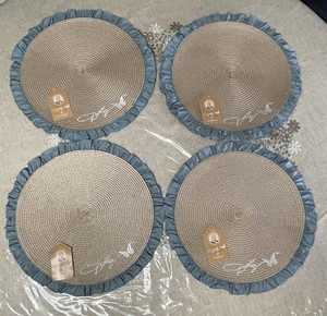 Dolly Parton Blue  Ruffle Round Placemats NWT Set Of 4