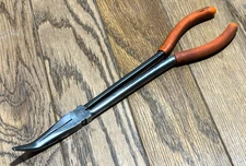 🇺🇸 MAC Tools 45° Bent Curved Needle Nose Pliers Grip Orange 11" Long Reach USA