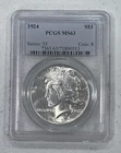 1924 PEACE SILVER DOLLAR PCGS MS63