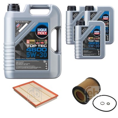 FEBI BILSTEIN Inspektionspaket 8L Liqui Moly Top Tec 4600 5W-30 für BMW X5 E70