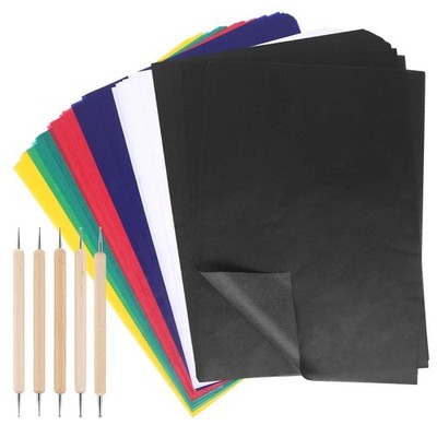 100 Blatt Multicolor Transferpapier, Carbon Wasserlösliches Transparentpapier Schwarz 