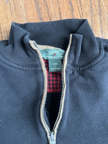 Woolrich 1/4 Zip Men Sweater Size Large L Elbow Patches Grandpa - Picture 2 of 6