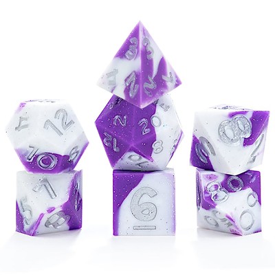 Gate Keeper Games Amesquisht Anti-Stress Dice 7pc RPG Set - Violet Glitter RPG