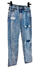 PLT Raw Distressed Bleach Wash Straight Leg Jeans - Size -10- Casual,Retro,Urban