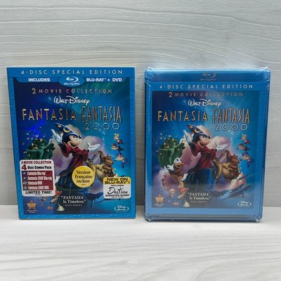 Disney Fantasia/Fantasia 2000 BluRay DVD Combo 4-Disc Set w Slipcover NEW